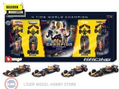 1:43 Burago Red Bull Racing F1 Set - 4 x World Champion Max Verstappen - RB16B - RB18 - RB19 - RB20