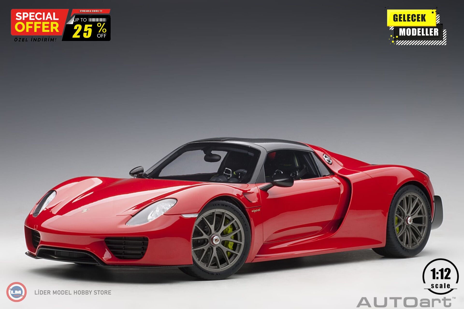 1:12 Autoart 2013 Porsche 918 Spyder Weissach Package (Guards Red)