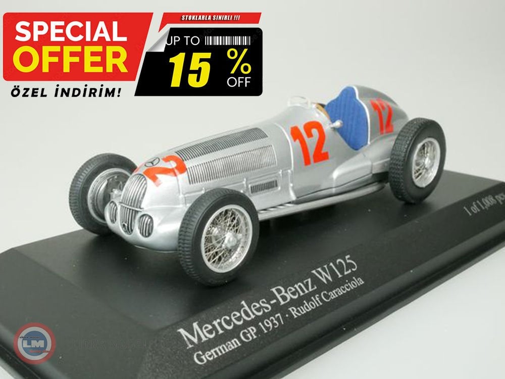 スパーク 1/43 Mercedes-Benz W125 #12 Minichamps - 1:43 1937 Mercedes Benz W125 #12 - 2.403,64 TL