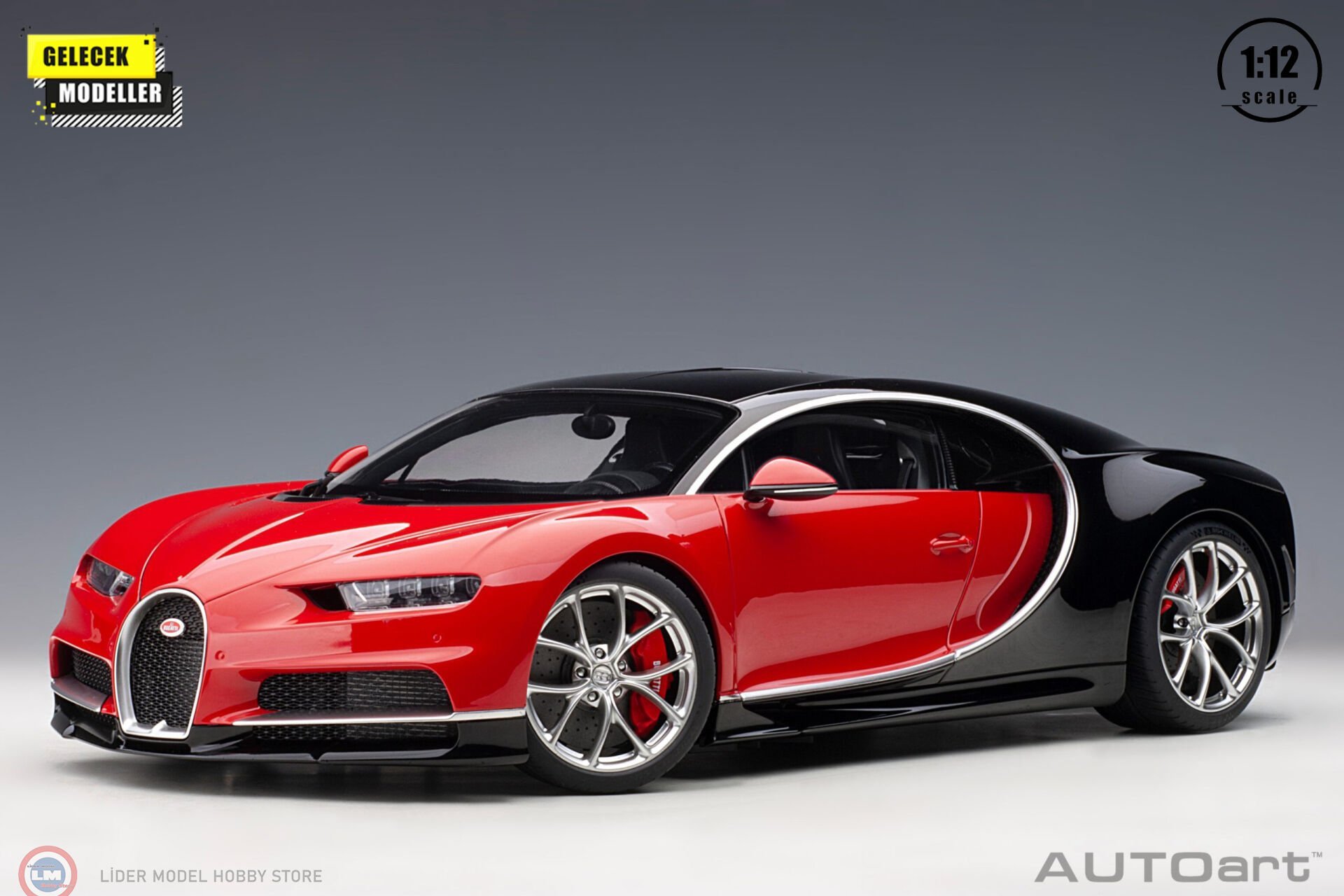 1:12 Autoart 2017 Bugatti Chiron (Italian Red  Nocturne Black)