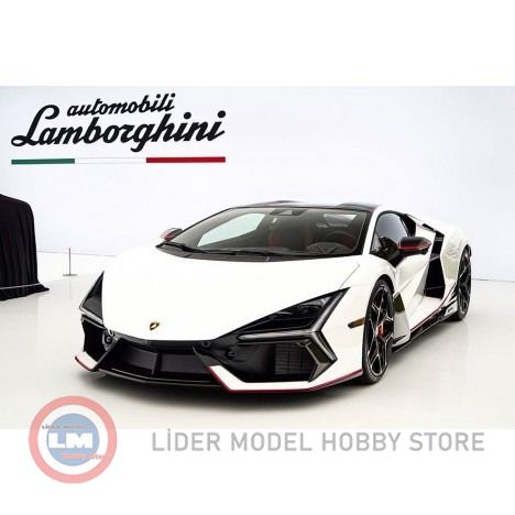 1:18 Lamborghini Revuelto Bianco Siderale with Red Accents