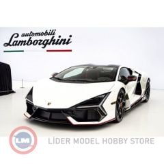 1:18 Lamborghini Revuelto Bianco Siderale with Red Accents