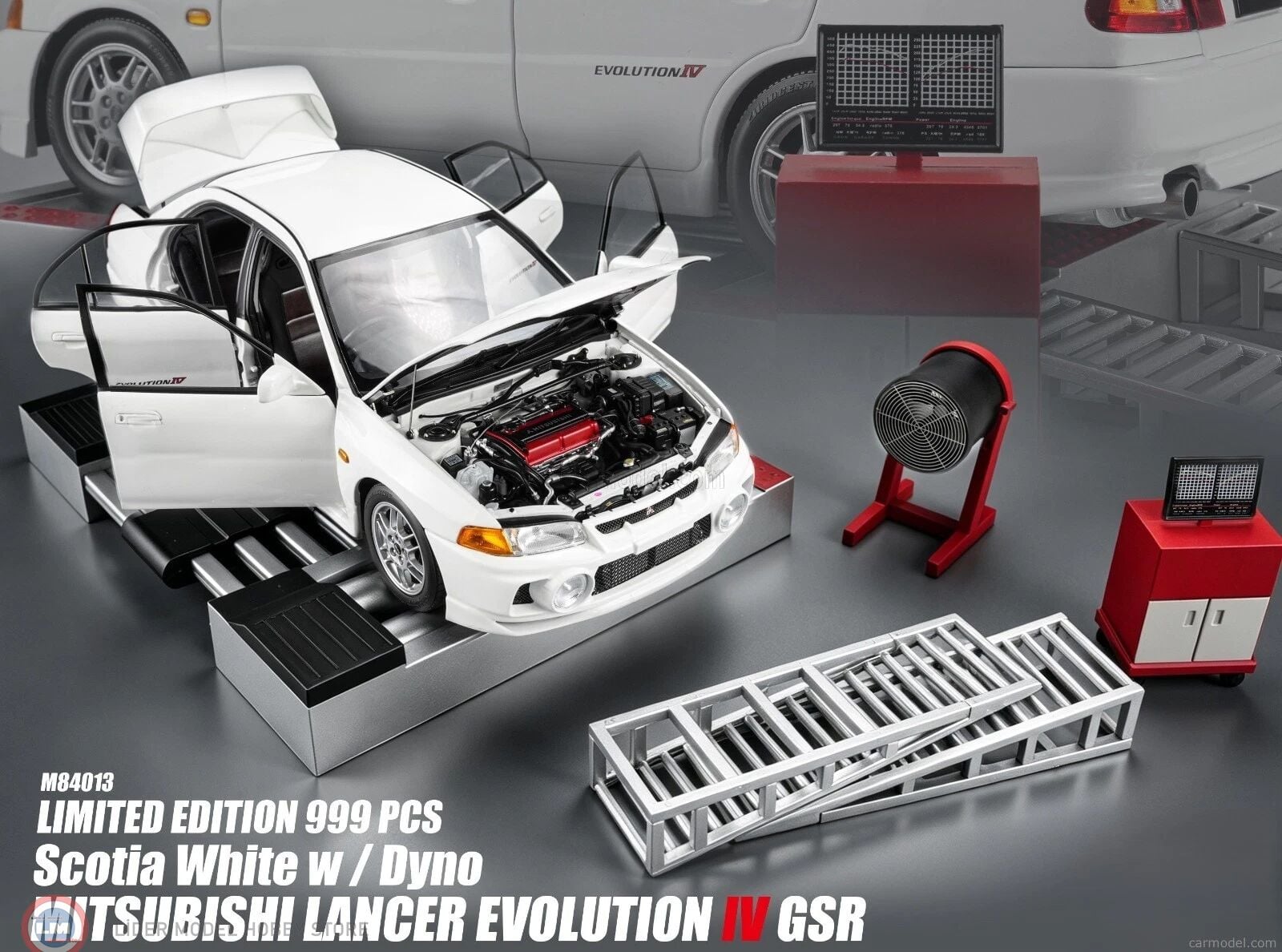1:18 Motorhelix 1999 Mitsubishi Lancer Evo 6 With Engine and Dyno Set