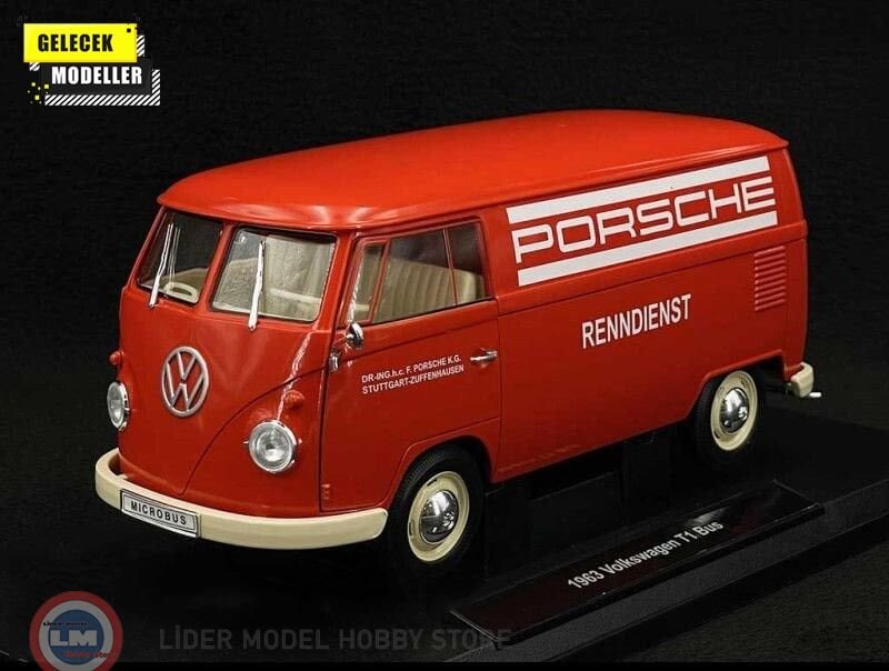 1:18 Welly 1963 Volkswagen T1 Kasten 1963 Porsche Renndienst