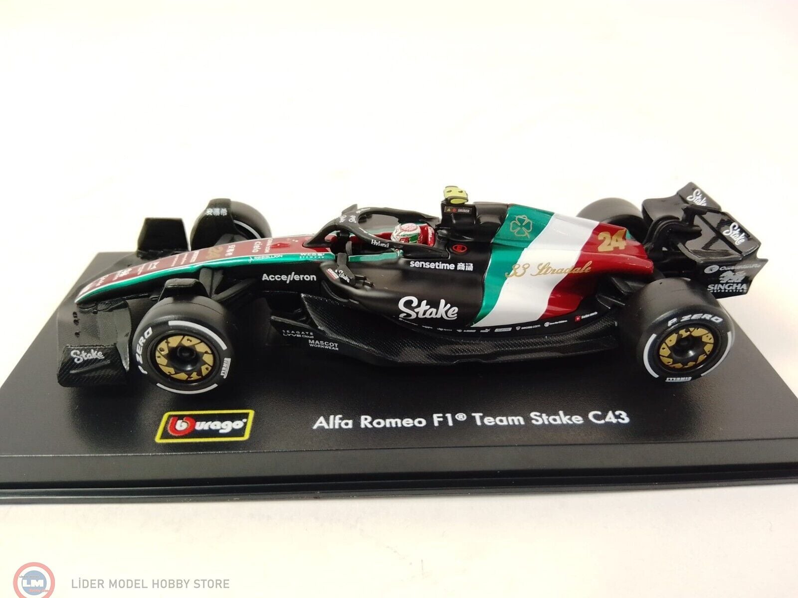 1:43 Burago Alfa Romeo F1 C43 TEAM STAKE #24 SEASON 2023 GUANYU ZHOU