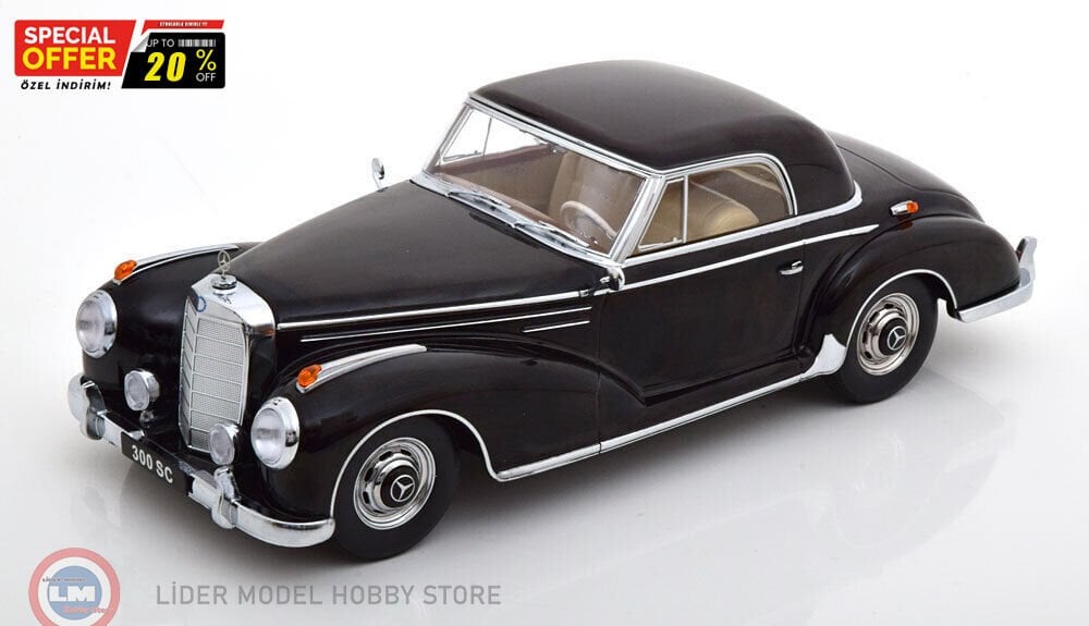 1:18 KK Scale 1955 Mercedes Benz 300 SC W188 Coupe - Black