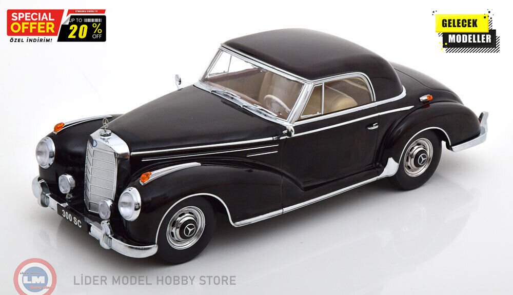 1:18 KK Scale 1955 Mercedes Benz 300 SC W188 Coupe - Black
