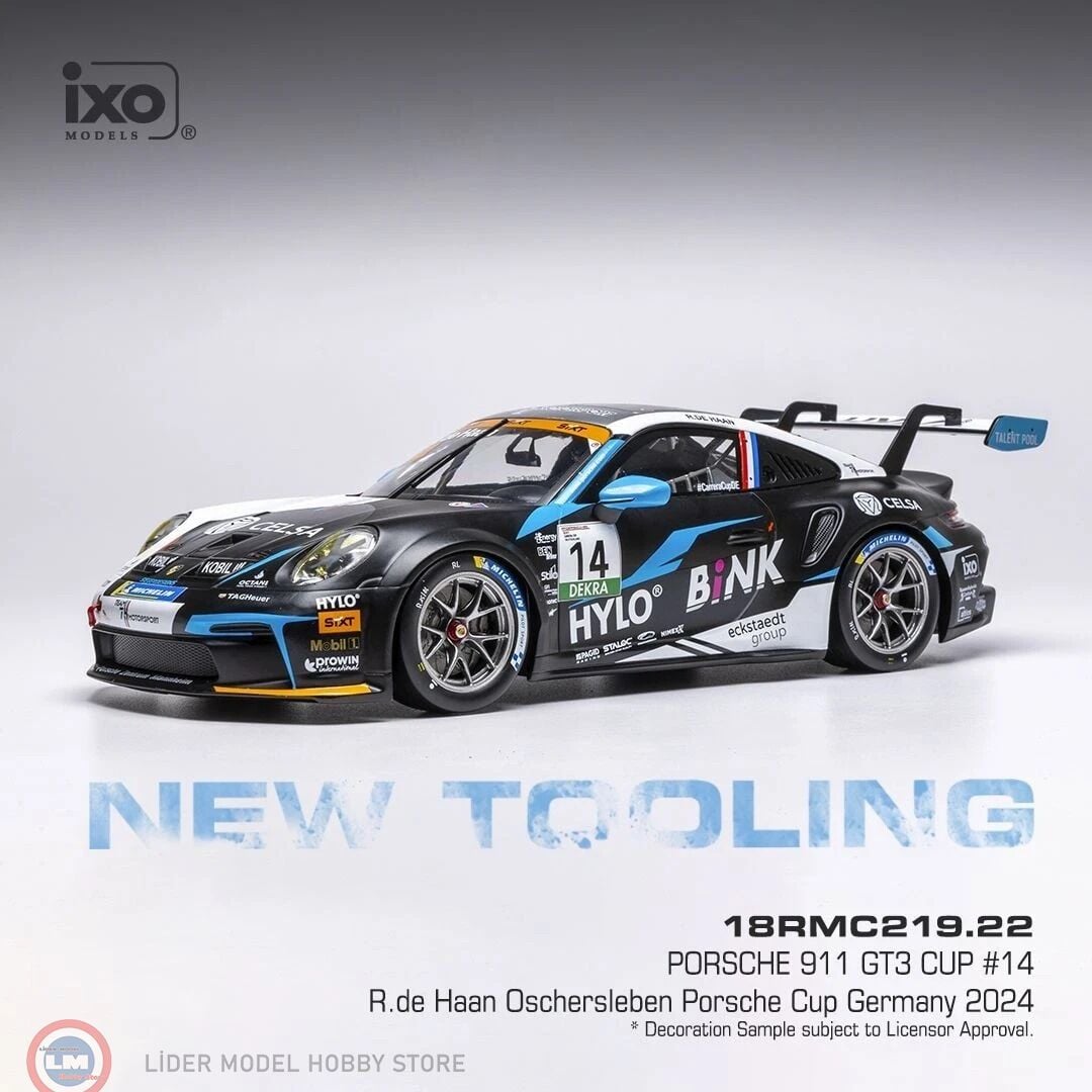 1:18 IXO 2024 Porsche 911 GT3 Cup #14 - Porsche Cup Oschersleben R.de Haan