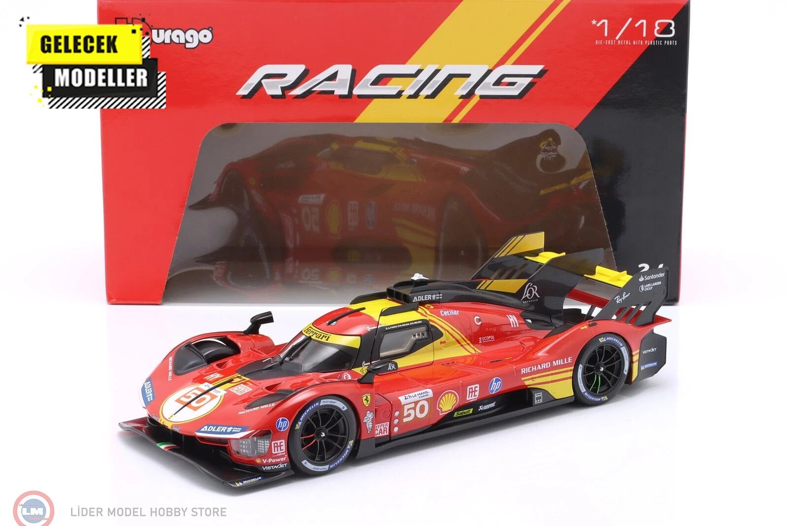 1:18 Burago Ferrari 499P #50 3.0L TURBO V6 - WINNER LeMans 2024