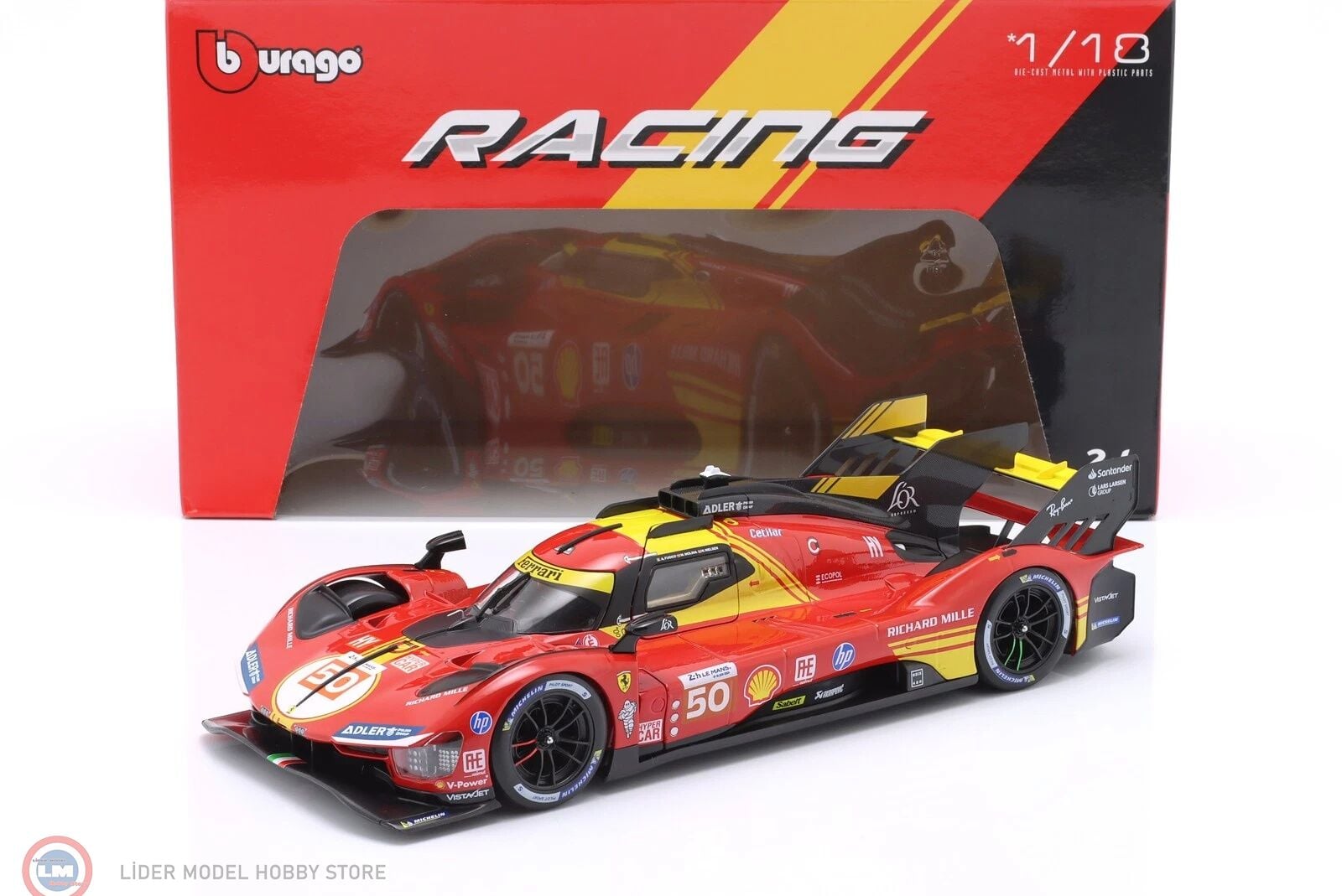 1:18 Burago Ferrari 499P #50 3.0L TURBO V6 - WINNER LeMans 2024