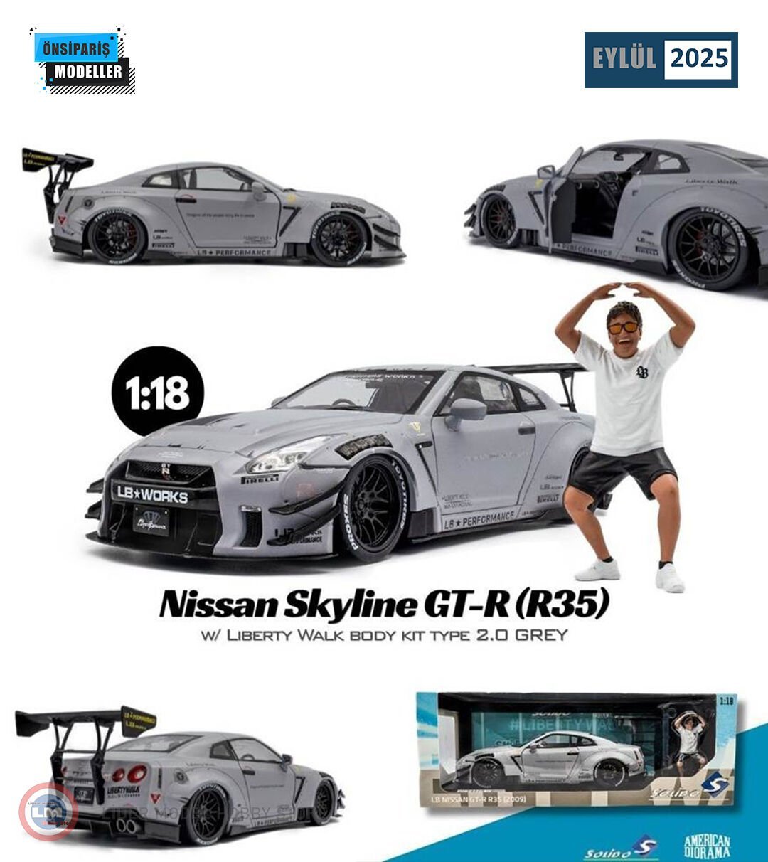 1:18 Nissan GTR R35 Liberty Walk Edition With Wataru Kato Figurine