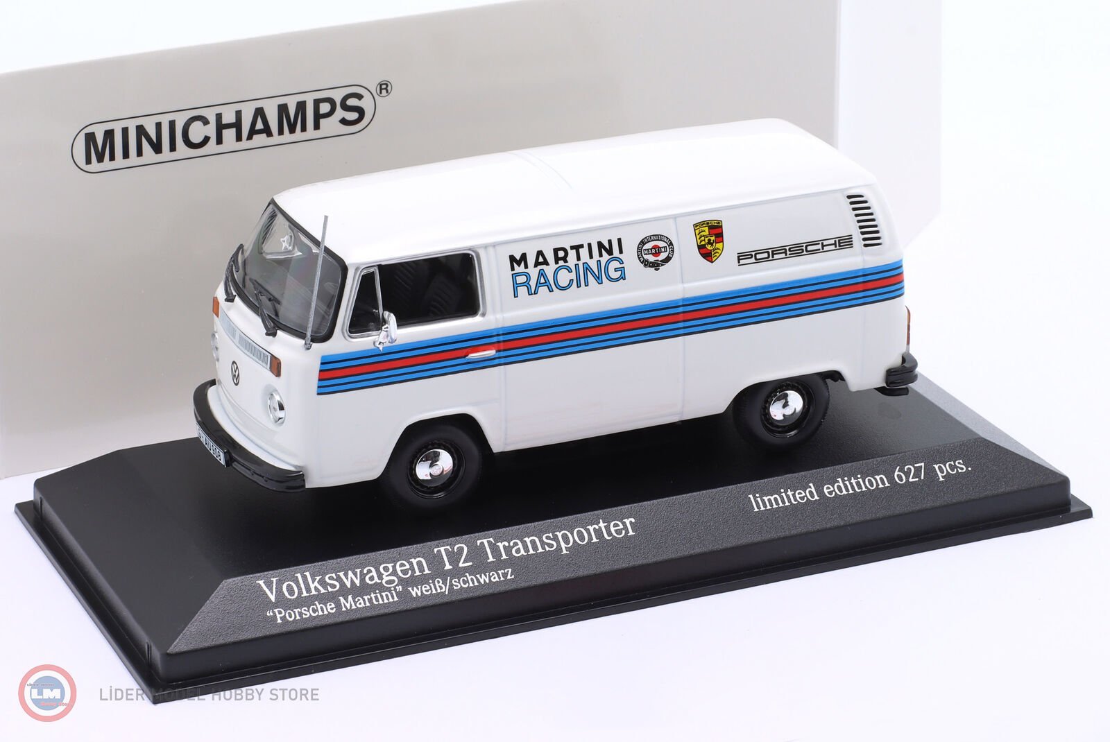 1:43 Minichamps 1972 Volkswagen T2 Transporter Porsche Renndienst  Martini Design