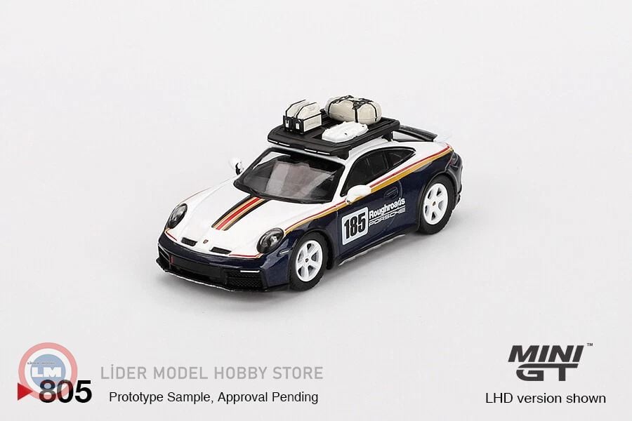 1:64 Mini GT 2023 Porsche 911 (992) DAKAR RALLYE DESIGN PACKAGE WHITEGENTIAN BLUE METALLIC