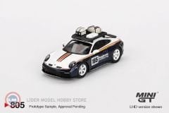 1:64 Mini GT 2023 Porsche 911 (992) DAKAR RALLYE DESIGN PACKAGE WHITEGENTIAN BLUE METALLIC