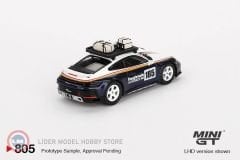 1:64 Mini GT 2023 Porsche 911 (992) DAKAR RALLYE DESIGN PACKAGE WHITEGENTIAN BLUE METALLIC