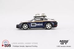 1:64 Mini GT 2023 Porsche 911 (992) DAKAR RALLYE DESIGN PACKAGE WHITEGENTIAN BLUE METALLIC