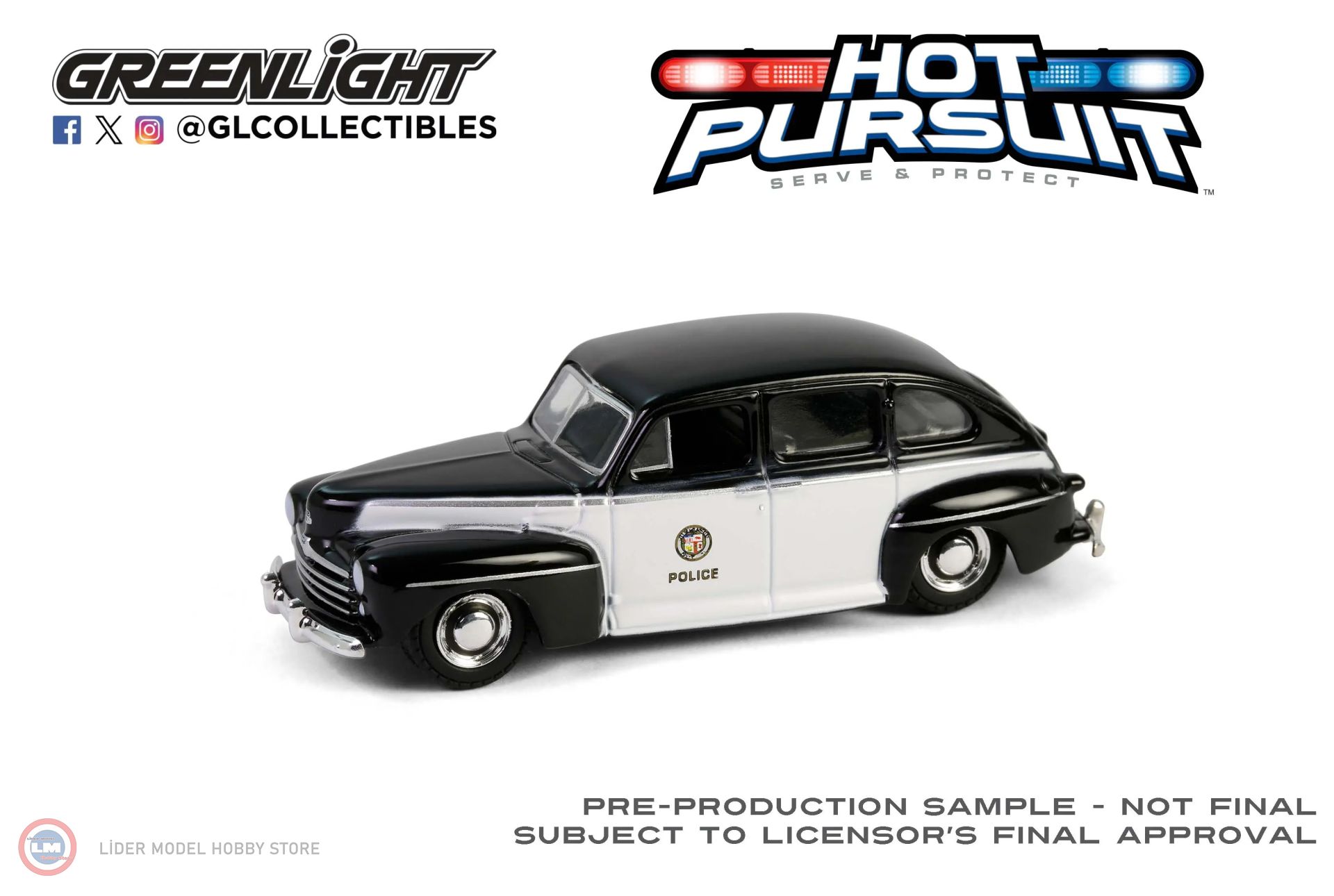 1:64 Greenlight 1947 Ford Fordor Los Angeles Police Department LAPD Hot Pursuit Series 46