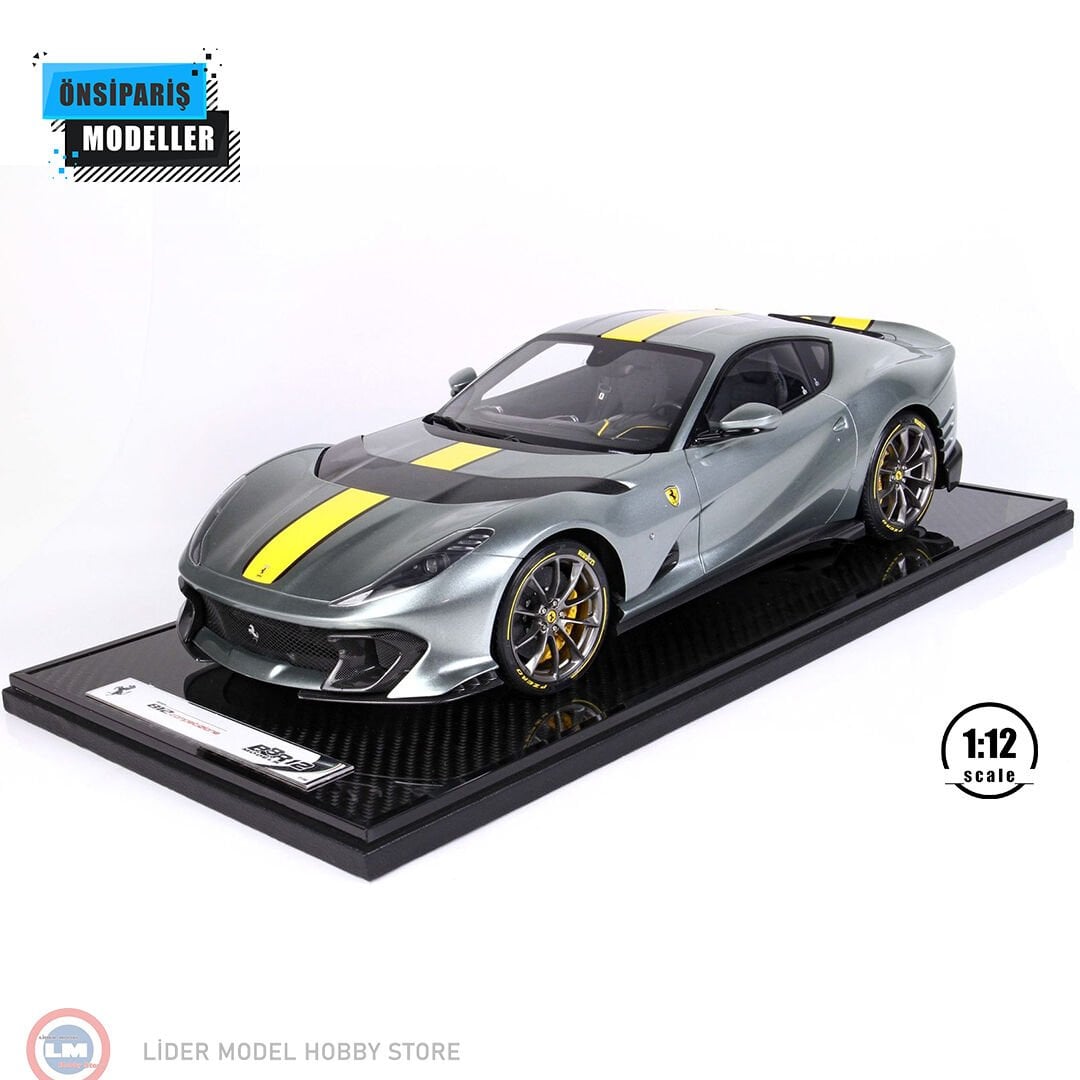 1:12 BBR Ferrari 812 Competizione Yellow Stripe Coburn Grey