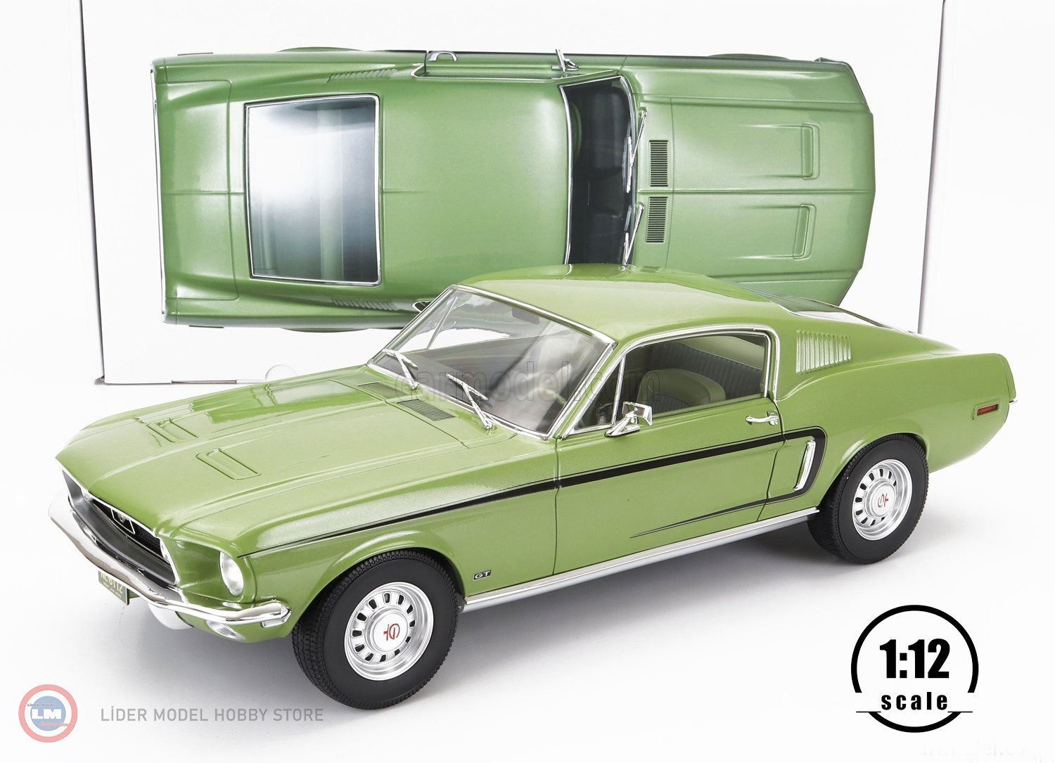 1:12 Norev 1968 Ford Mustang Fastback GT - light green metallic