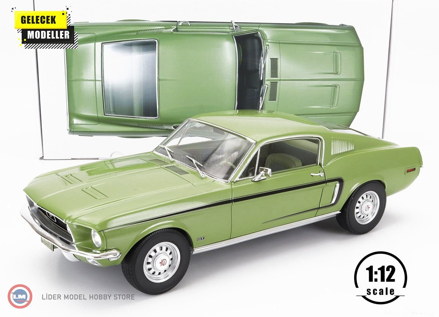 1:12 Norev 1968 Ford Mustang Fastback GT - light green metallic