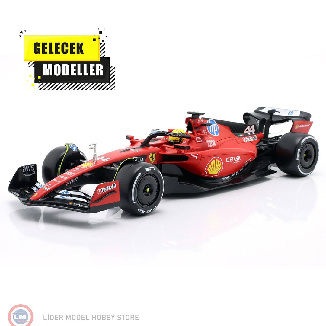 1:18 Burago FERRARI SF-23 #44 - TEST FIORANO 2025 - LEWIS HAMILTON WITH SHOWCASE
