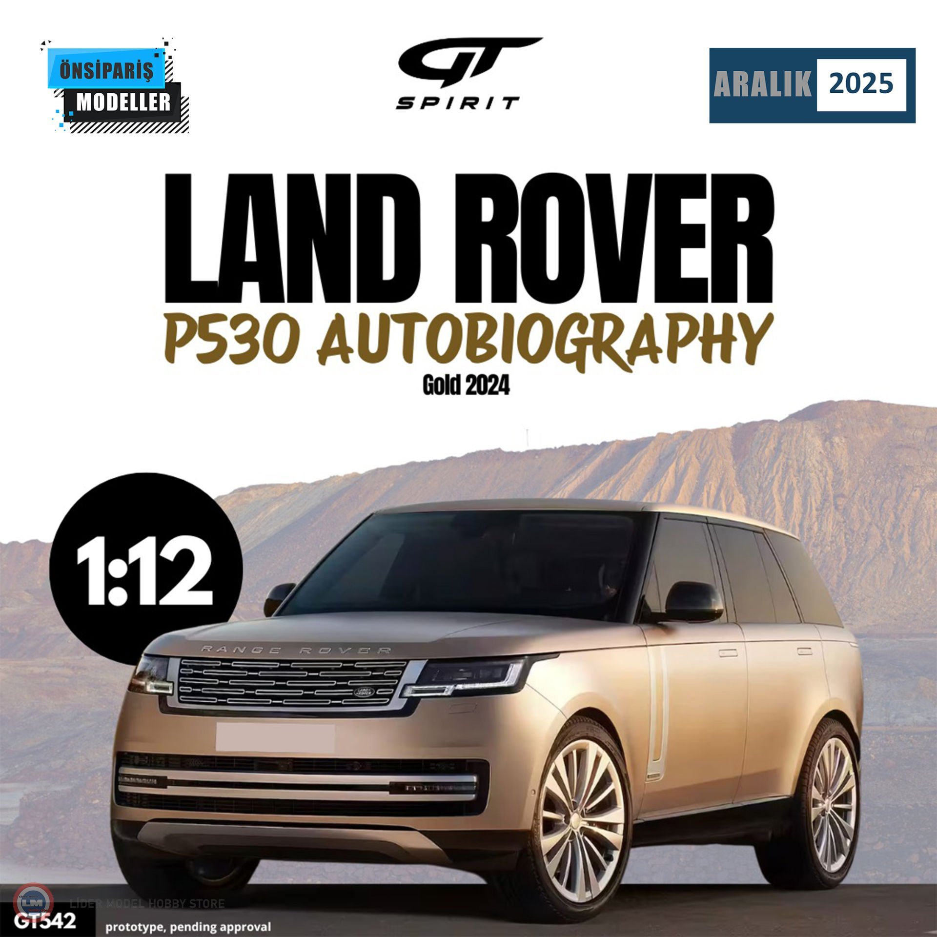 1:12 2024 RANGE ROVER P530 AUTOBIOGRAPHY GOLD