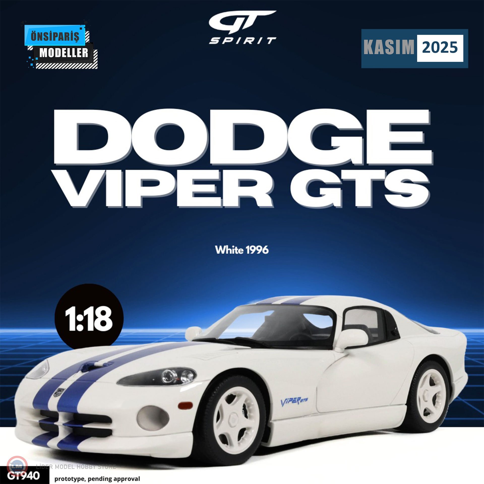1:18 1996 DODGE VIPER GTS WHITE