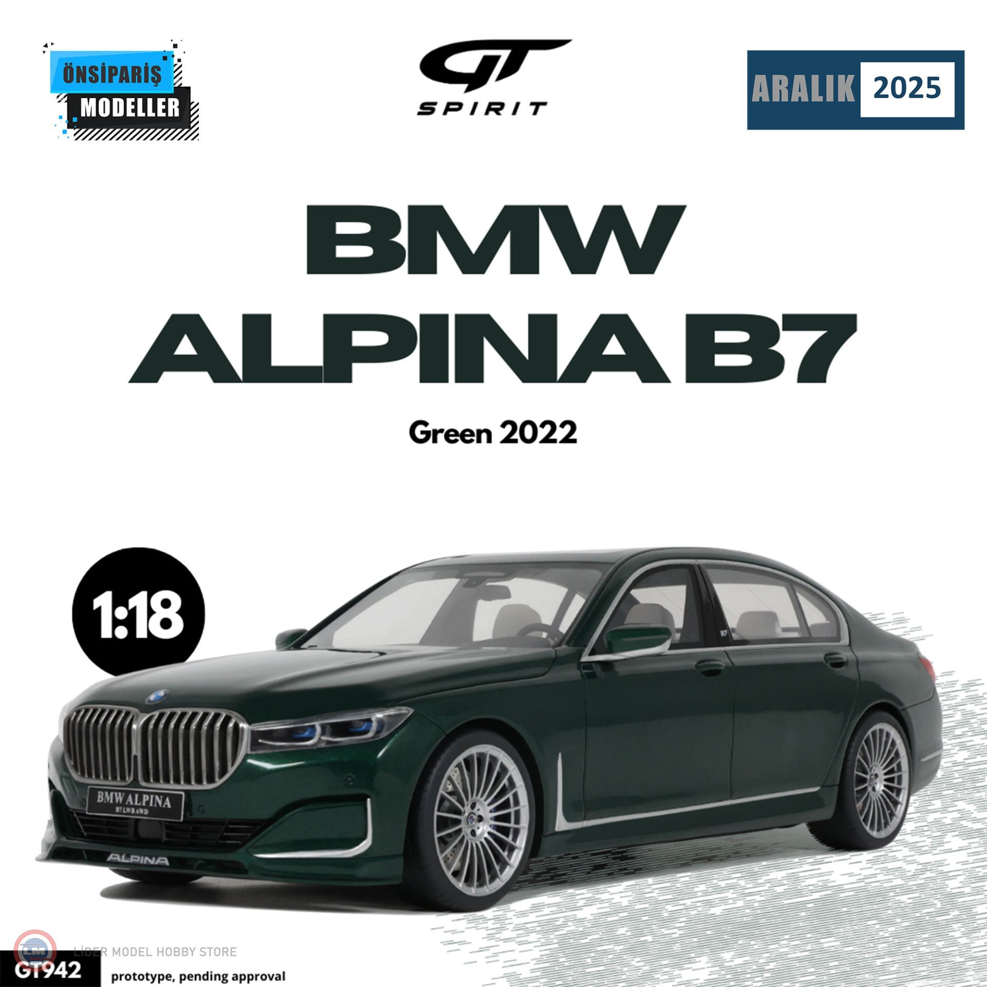 1:18 2022 BMW ALPINA B7 GREEN