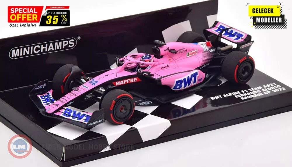 1:43 Minichamps 2022 BWT ALPINE F1 TEAM A522 #14 - FERNANDO ALONSO - BAHRAIN GP - Formula 1