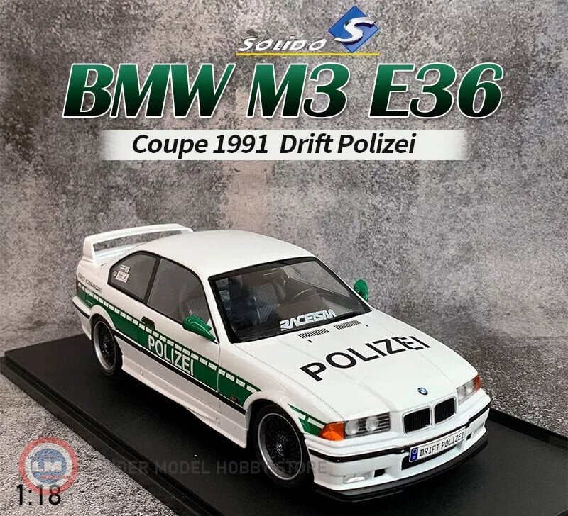 1:18 Solido 1991 BMW E36 M3 Coupe DRIFT POLIZEI