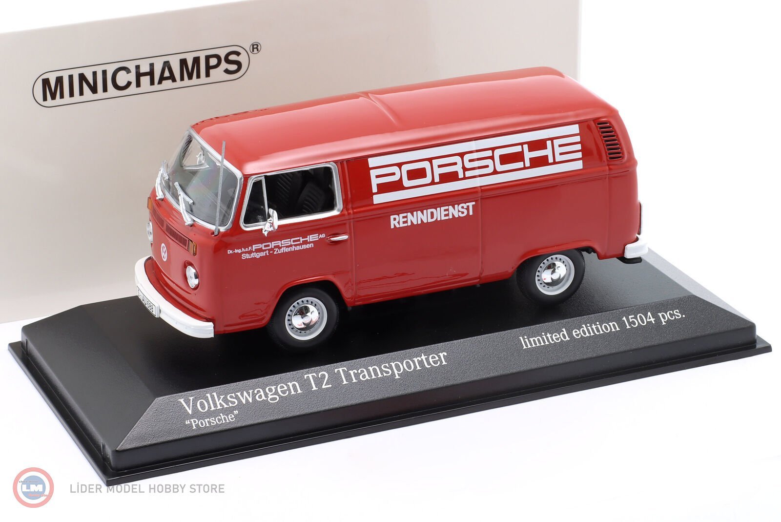 1:43 Minichamps 1972 Volkswagen T2 Delivery Van Porsche Renndienst Martini design