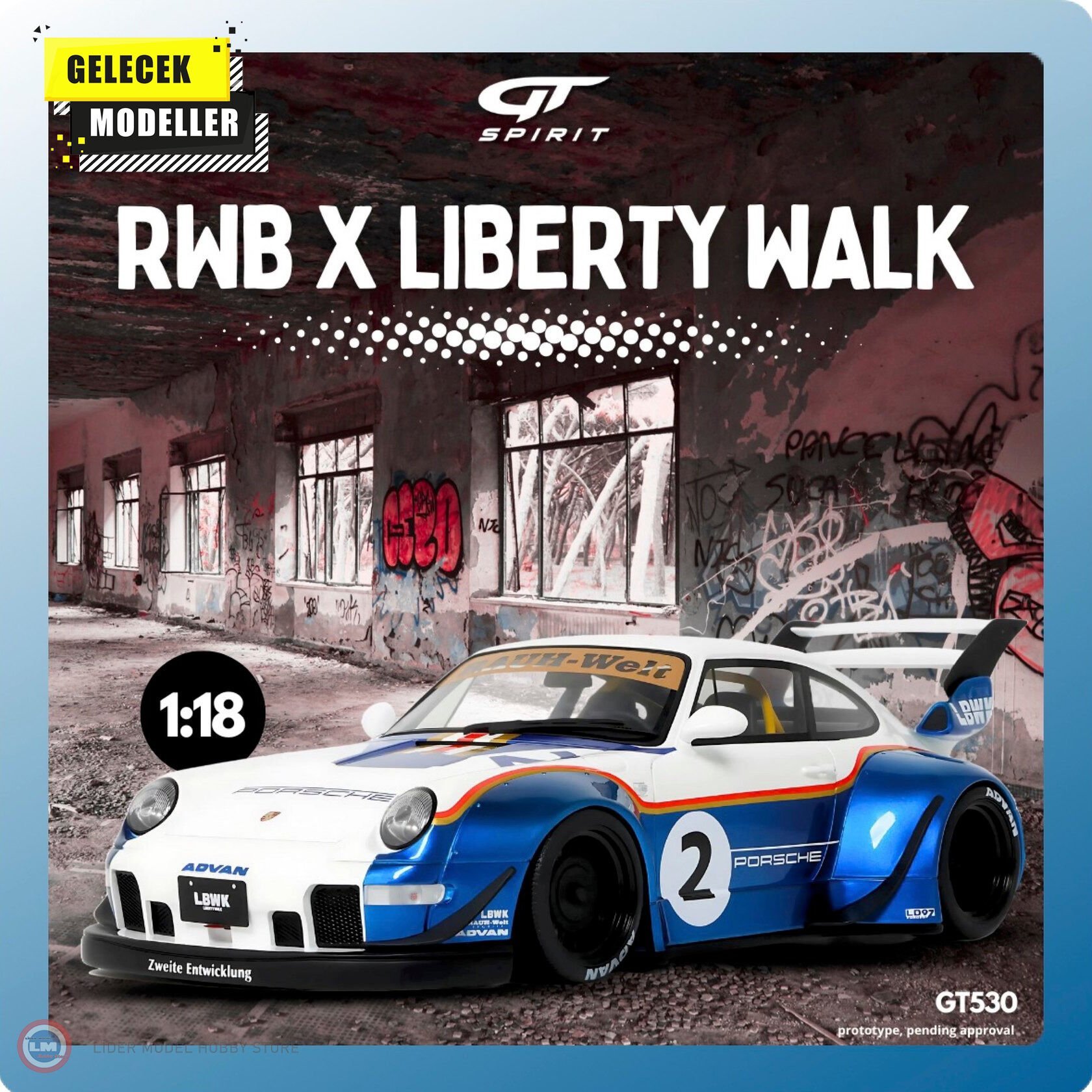 1:18 GT Spirit 2004 PORSCHE  911 993 RWB LIBERTY WALK #2 RACING