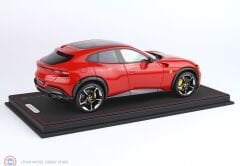 1:18 BBR Ferrari Purosangue - panoramic roof and dove-grey interior Red Corsa with gloss carbon fiber & Showcase