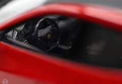 1:18 BBR Ferrari Purosangue - panoramic roof and dove-grey interior Red Corsa with gloss carbon fiber & Showcase