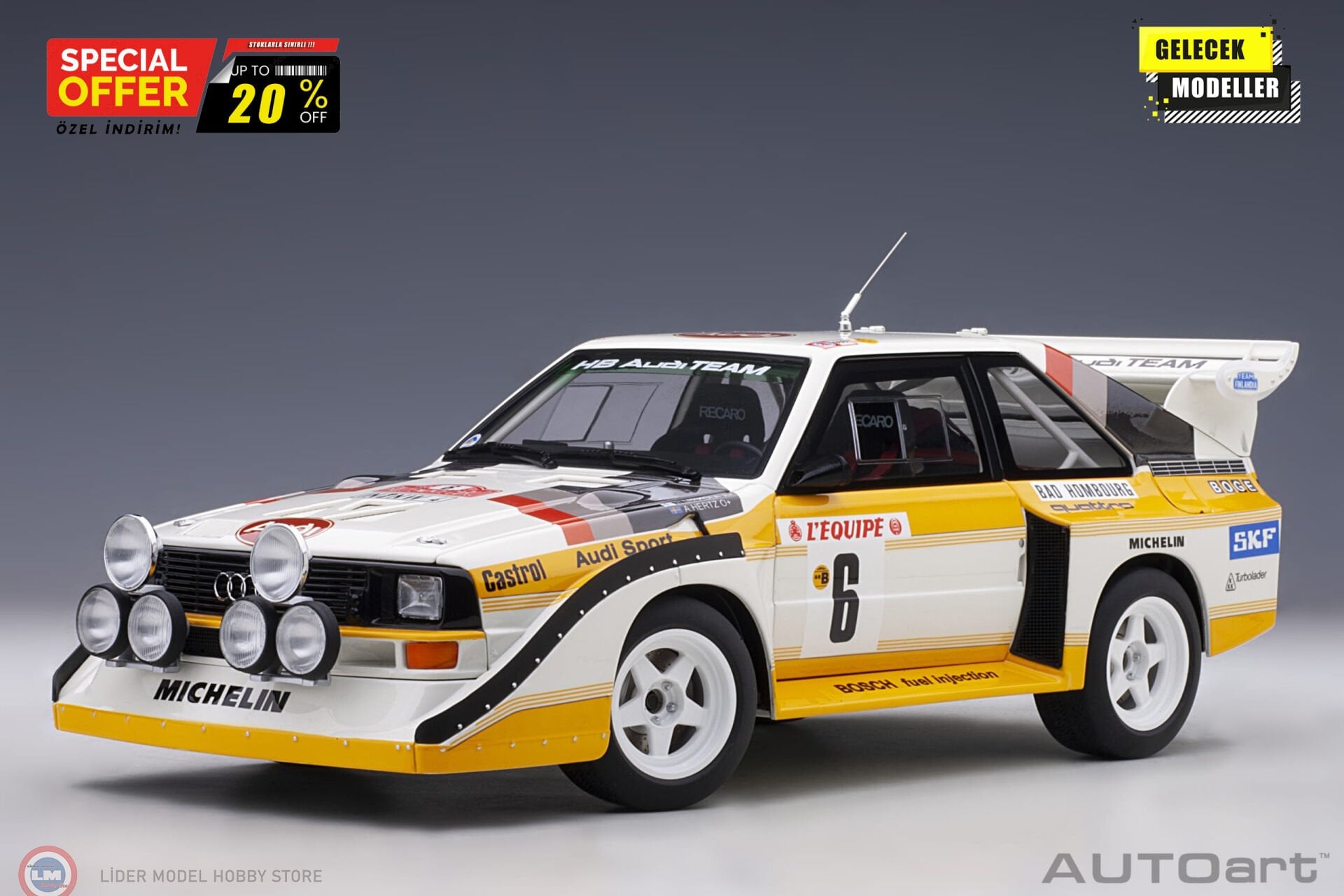 1:18 Autoart 1986 Audi Sport Quattro S1 Rally Monte Carlo 1986 #6