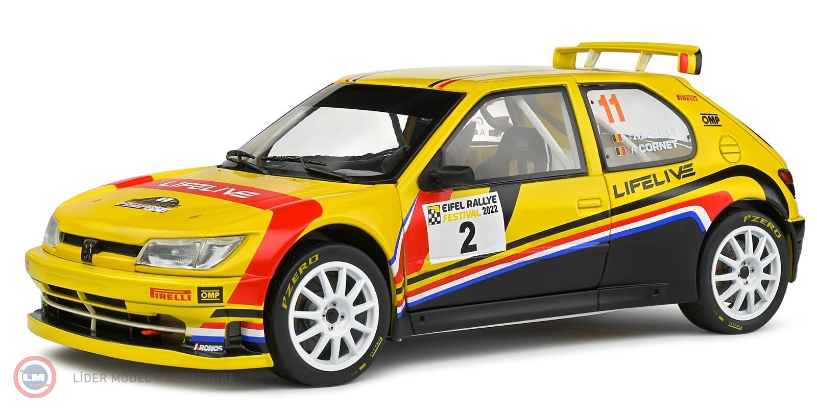 1:18 2022 Peugeot 306 Maxi Yellow #2 Rallye Festival
