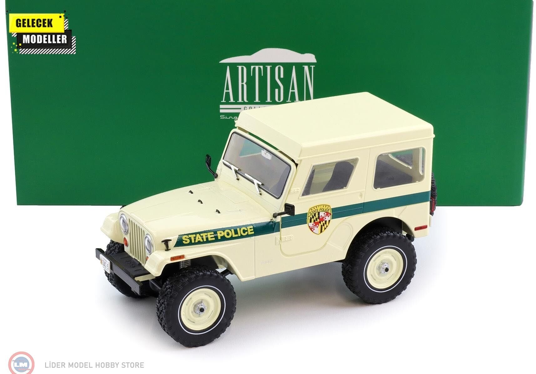 1:18 Greenlight 1983 Jeep CJ-5 Hardtop Maryland State Police white