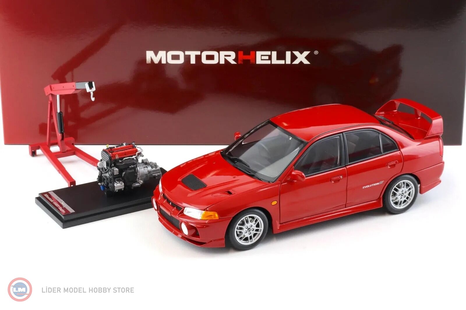 1:18 Motorhelix 1999 Mitsubishi Lancer Evolution IV WITH ENGINE AND ACCESSORIES