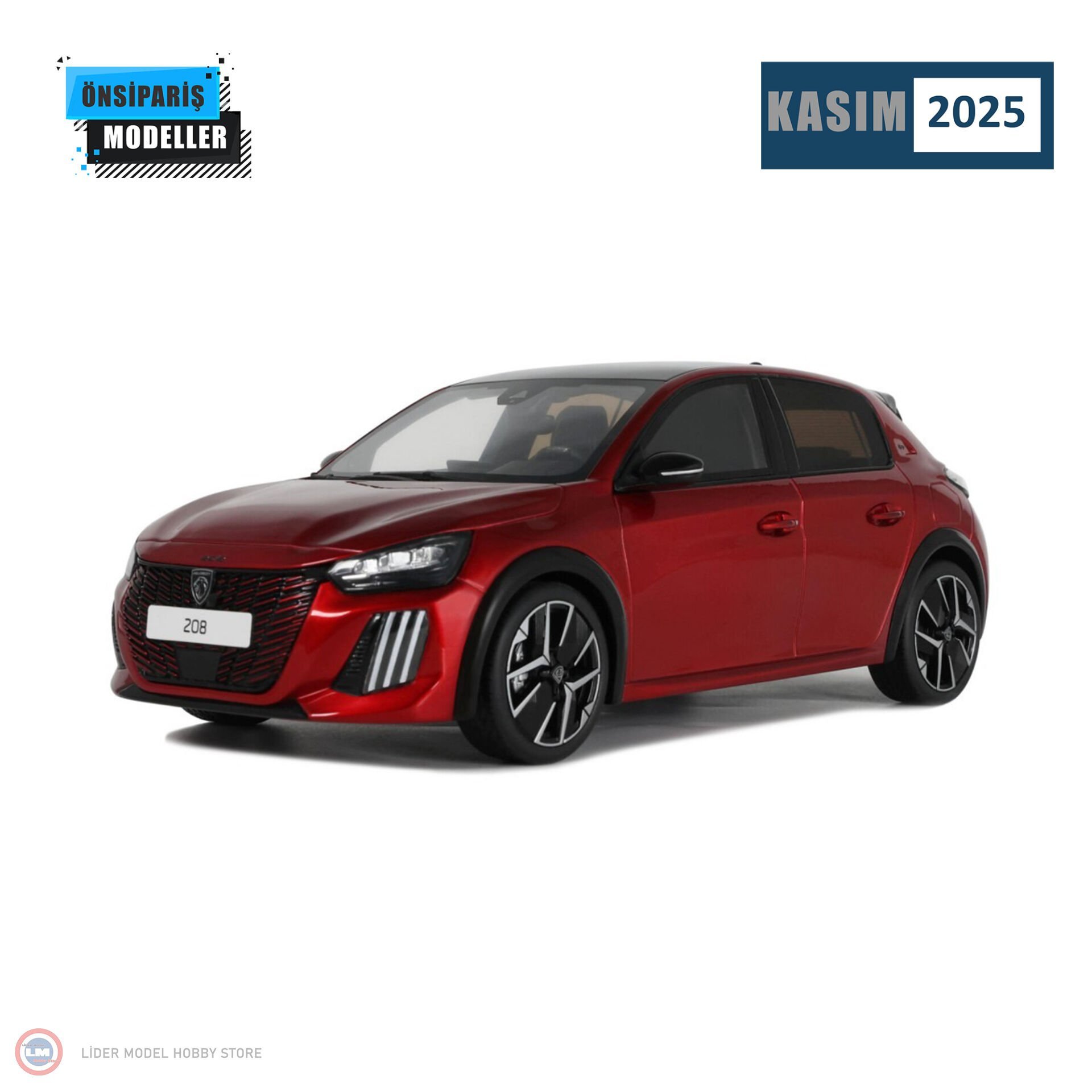 1:18 2024 Peugeot 208 GT Hybrid Red Elixir