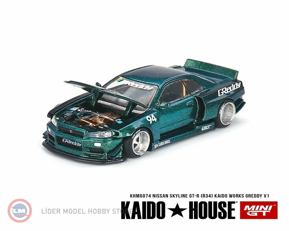 1:64 Mini GT Kaido Nissan Skyline GT-R R34 Kaido Works Greddy V1