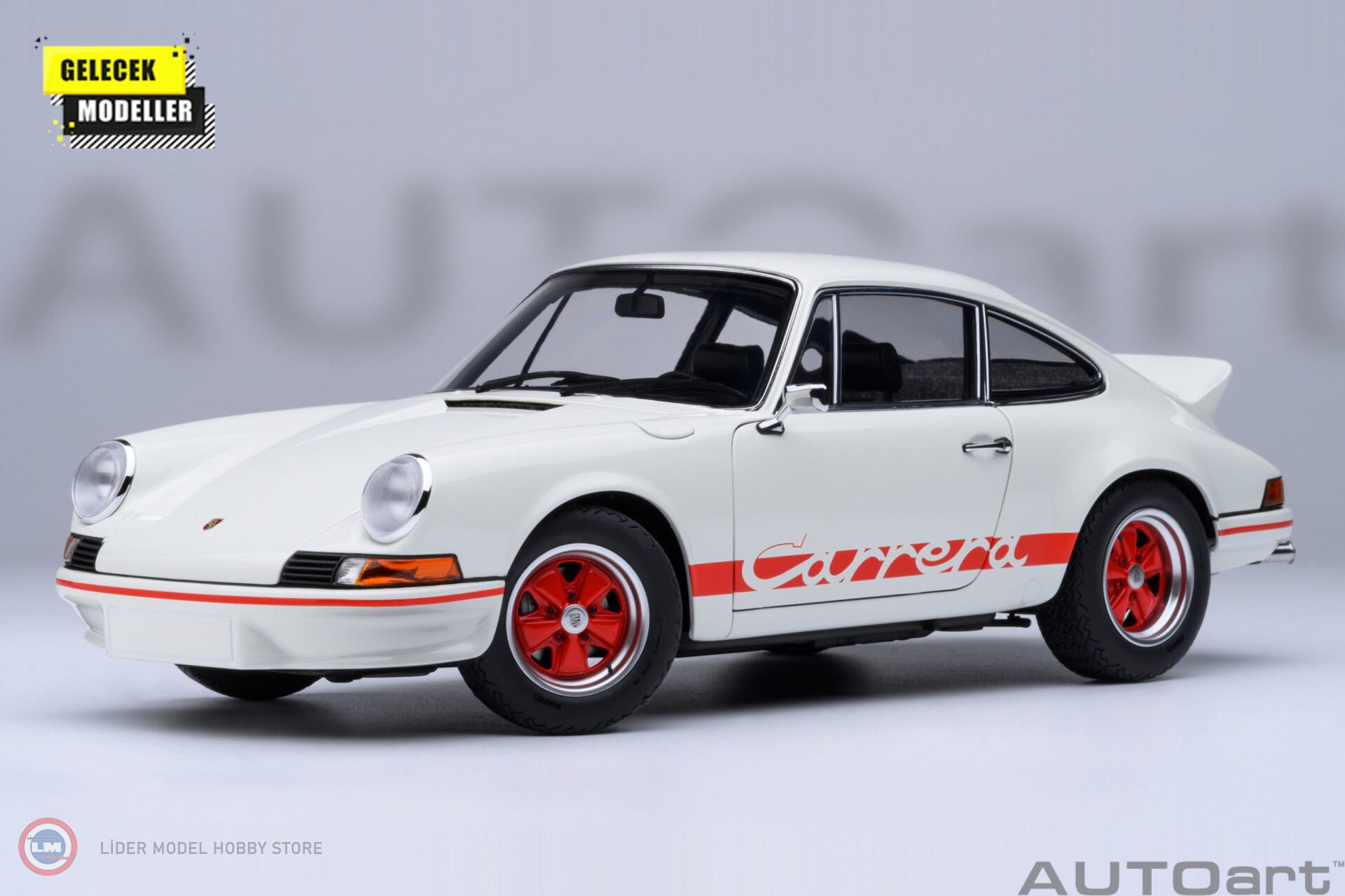 1:18 Autoart 1973 Porsche 911 Carrera 2.7 RS (Grand Prix white/red stripes)