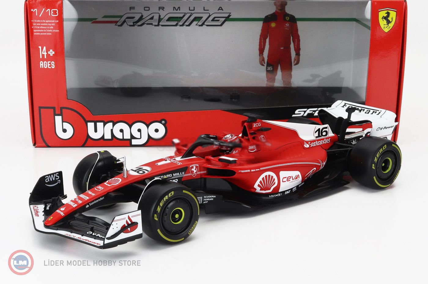 1:18 Burago Ferrari SF-23 Scuderia Ferrari #16 Las Vegas USA GP 2023 - Leclerc