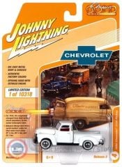 1:64 Johnny Lightning 1950 Chevrolet Stepside Truck Gloss White