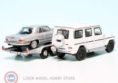 1:87 Schuco 2018 Mercedes Benz G-Class W464 with trailer and Mercedes Benz 450 SLC