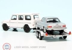 1:87 Schuco 2018 Mercedes Benz G-Class W464 with trailer and Mercedes Benz 450 SLC