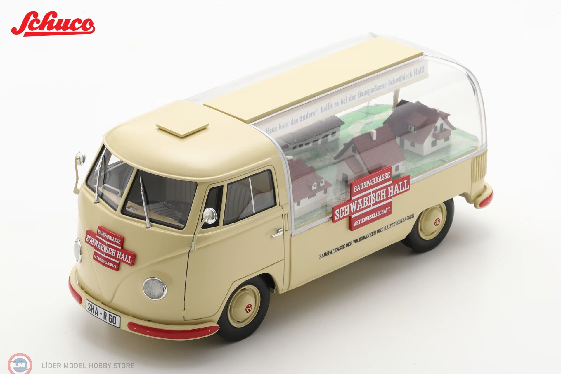 1:18 Schuco 1954 Volkswagen T1 advertisement van Schwäbisch Hall