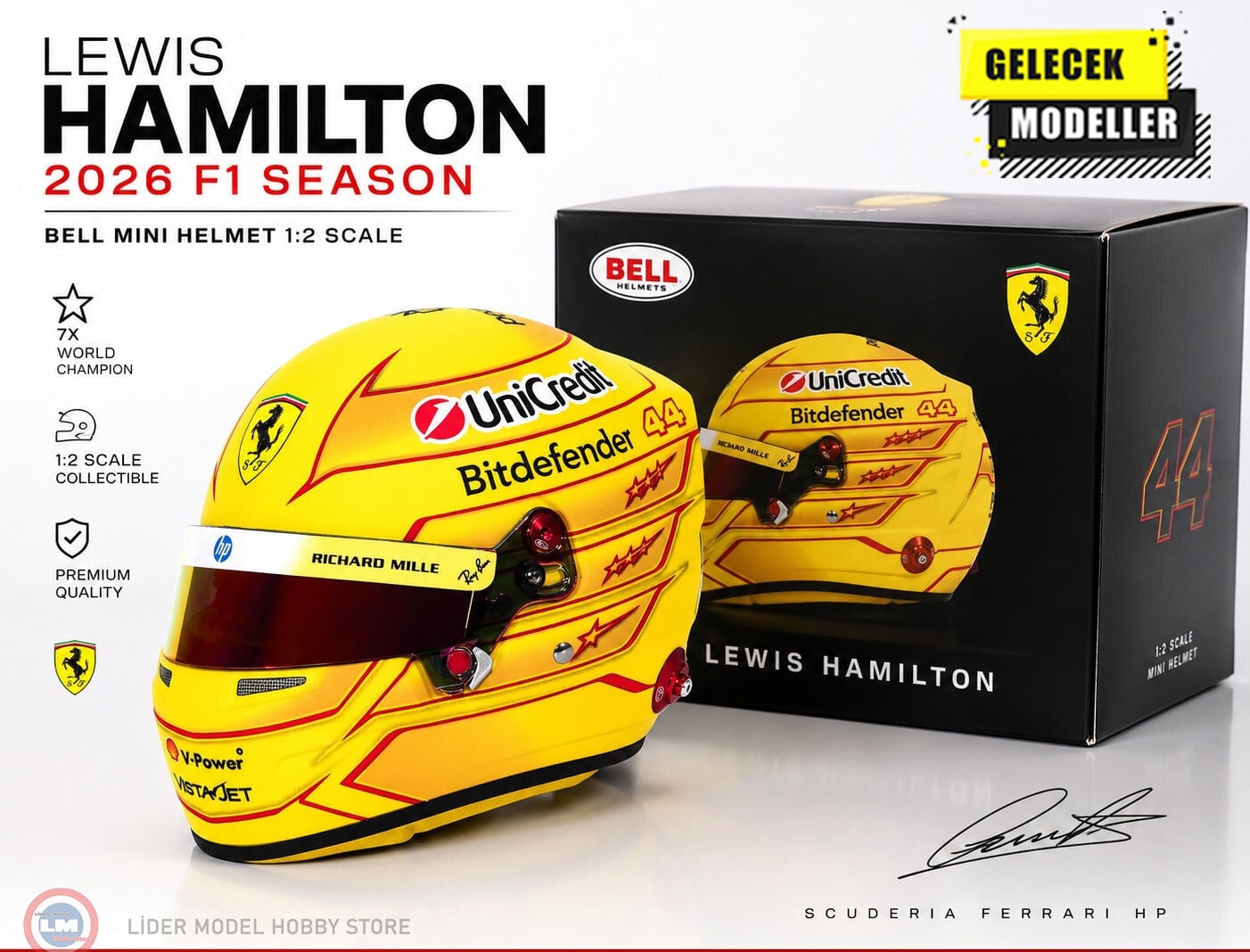 1:2 Miniature Helmets Lewis Hamilton – #44 Scuderia Ferrari 2026 Kask