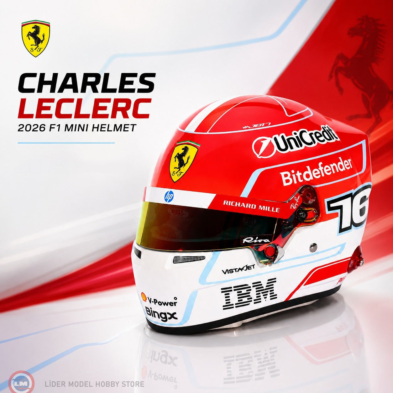 1:2 Miniature Helmets Charles Leclerc – #16 Scuderia Ferrari 2026 Kask
