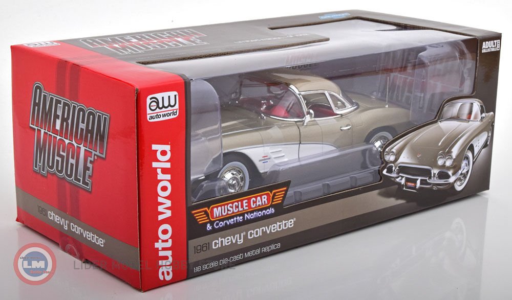 Chevrolet Corvette Coupé 1961 Rouge - AutoWorld - Miniature 1/18 - Collection Neuve