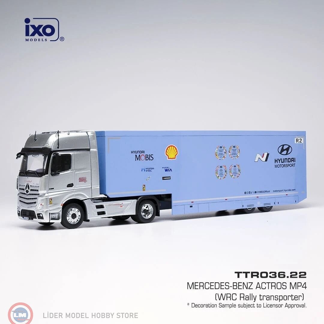 1:43 IXO 2024 Mercedes Benz Actros MP4 WRC Rallye Hyundai Motorsport